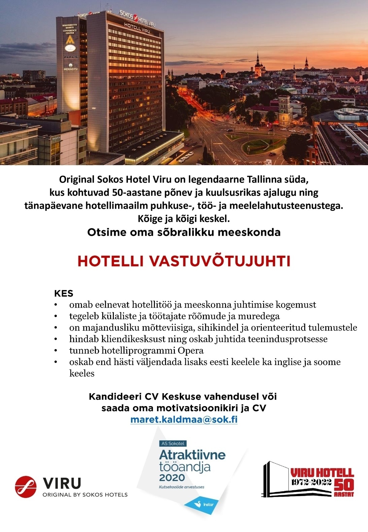 Original Sokos Hotel Viru Hotelli vastuvõtujuht