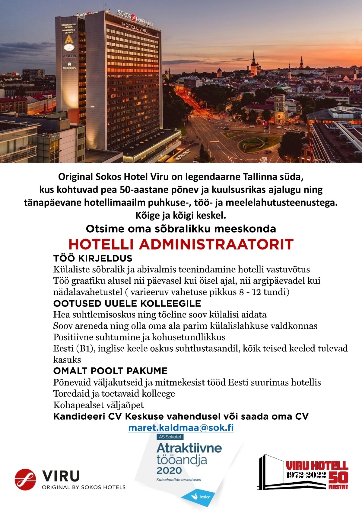 Original Sokos Hotel Viru Hotelli administraator