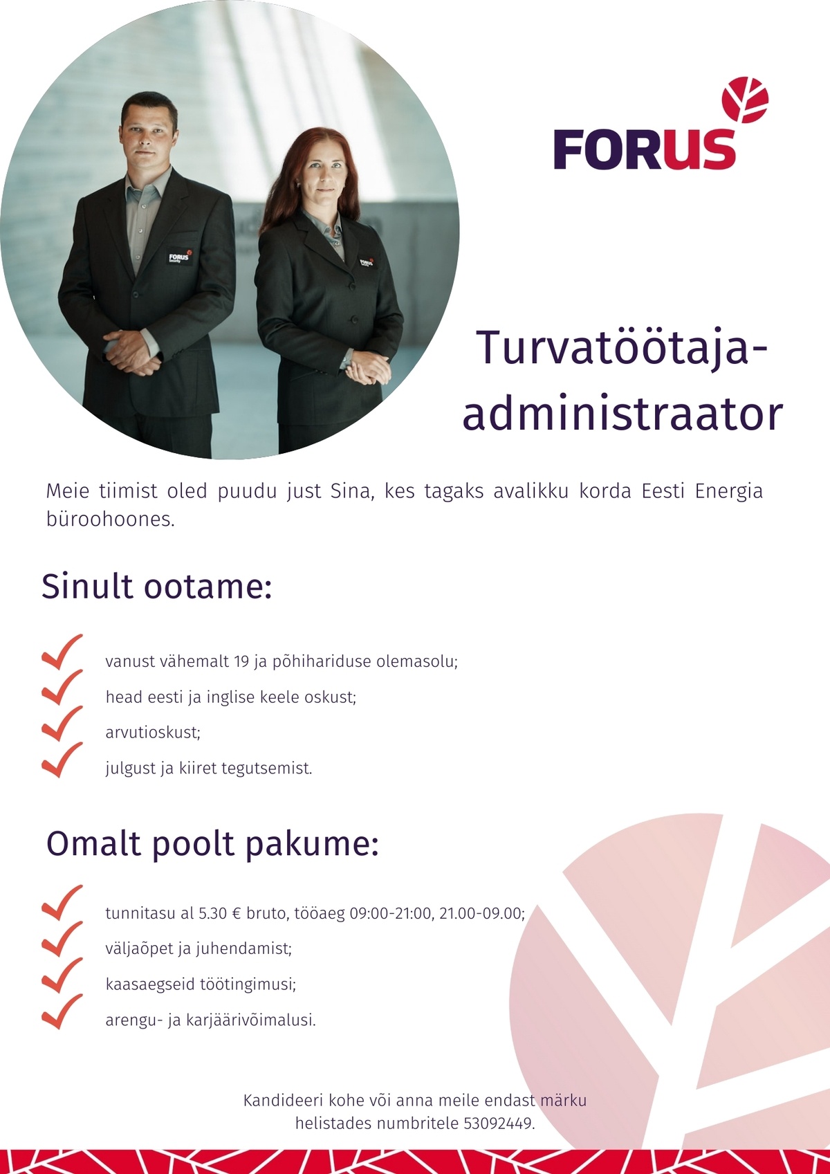CVKeskus.ee klient Turvatöötaja-administraator Eesti Energia büroohoonesse