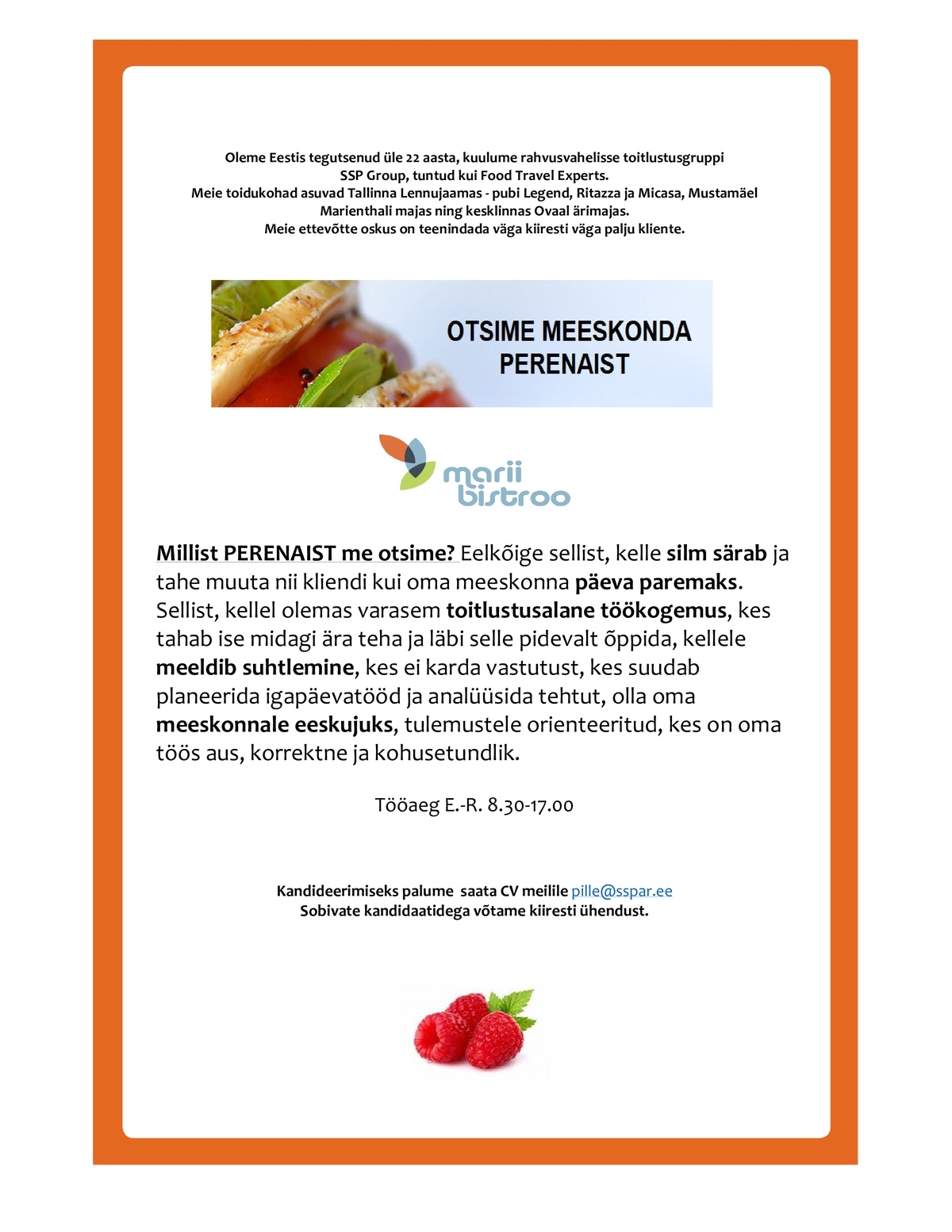 CVKeskus.ee klient Marii Bistroo perenaine