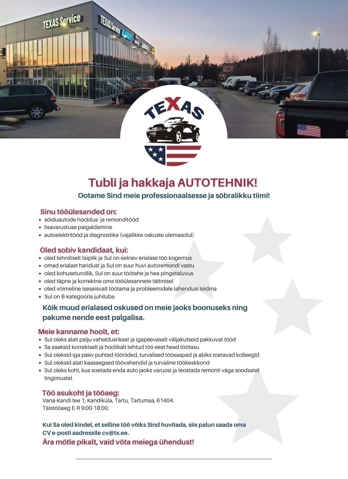 TEXAS SERVICE OÜ Autotehnik