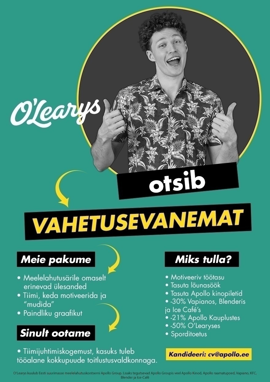 CVKeskus.ee klient Kristiine O'LEARYS kutsub tiimi VAHETUSEVANEMAT!