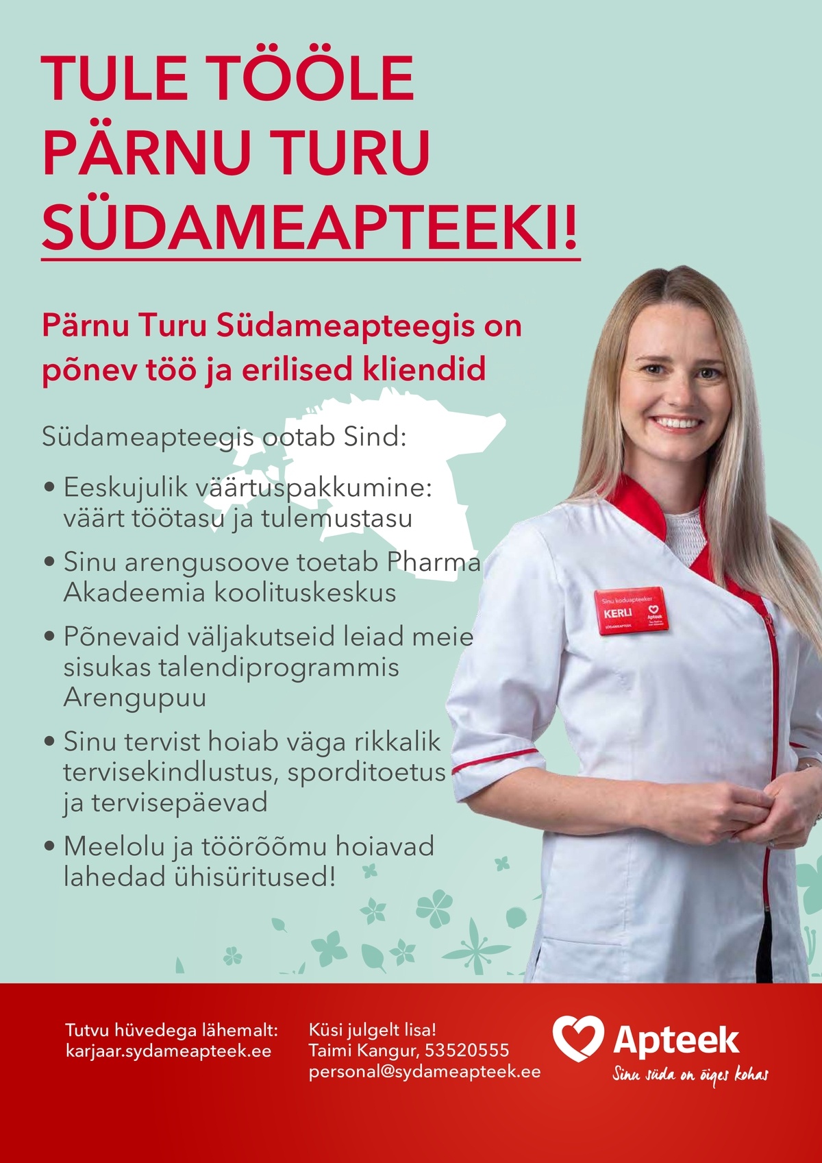 PHARMA HOLDING OÜ Pärnu Turu Südameapteek ootab apteekrit!