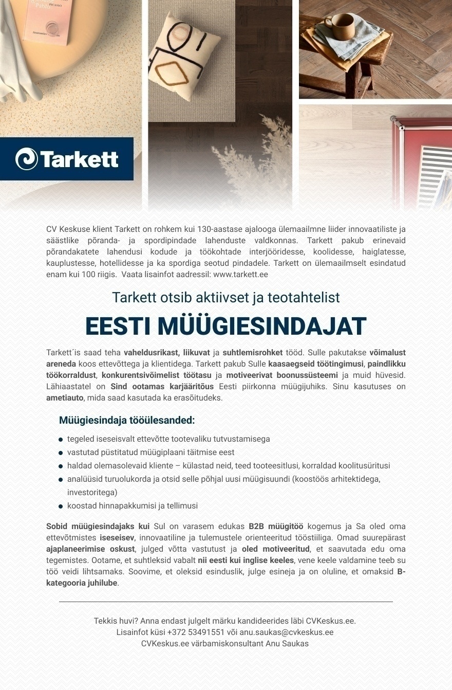 CVKeskus.ee klient Eesti müügiesindaja