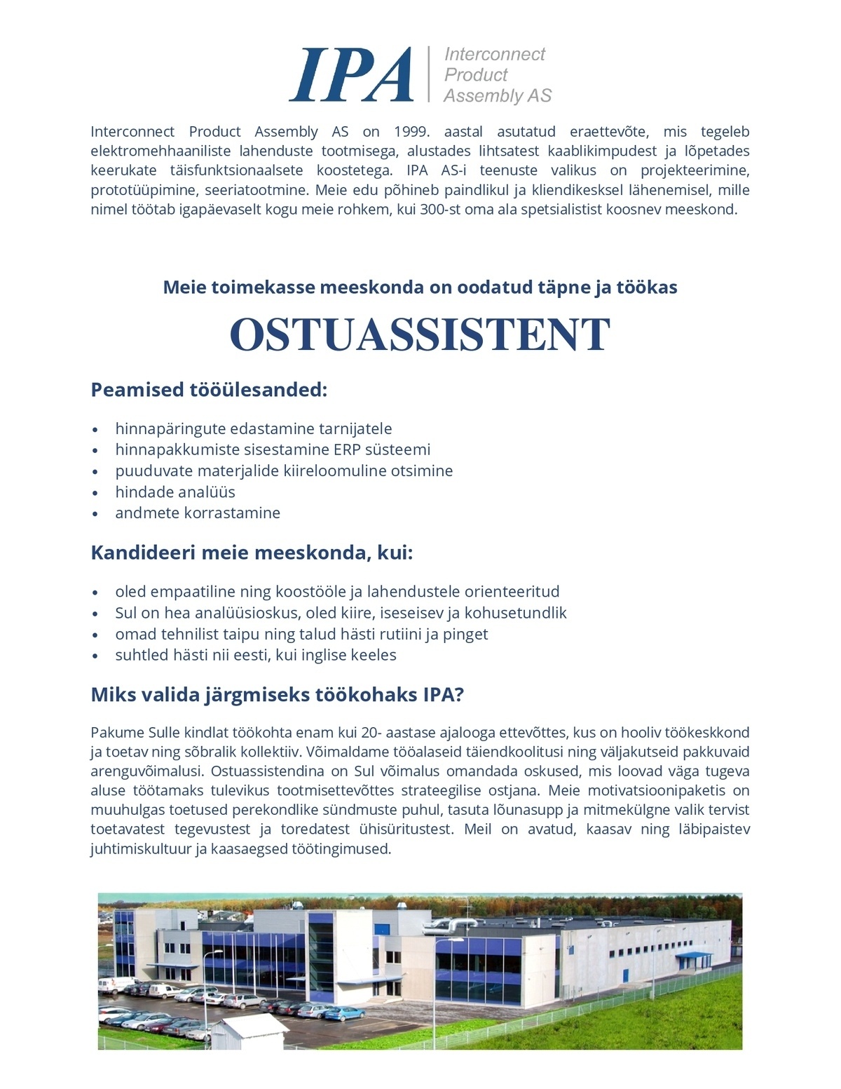 Interconnect Product Assembly AS Ostuassistent