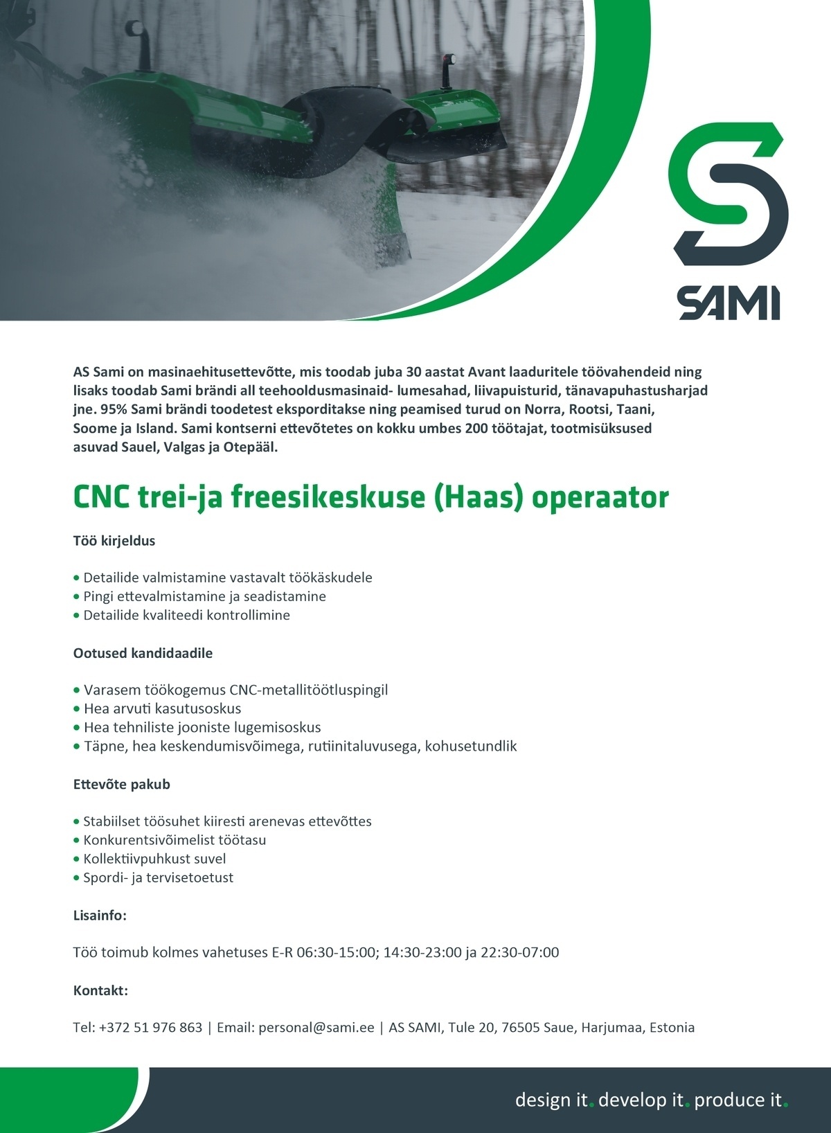 Sami AS CNC trei-ja freesikeskuse (Haas) operaator