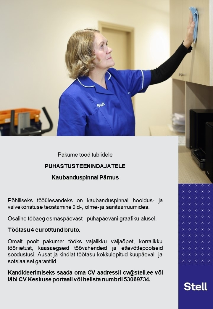 Stell Eesti AS Puhastusteenindaja Pärnus kaubanduspinnal