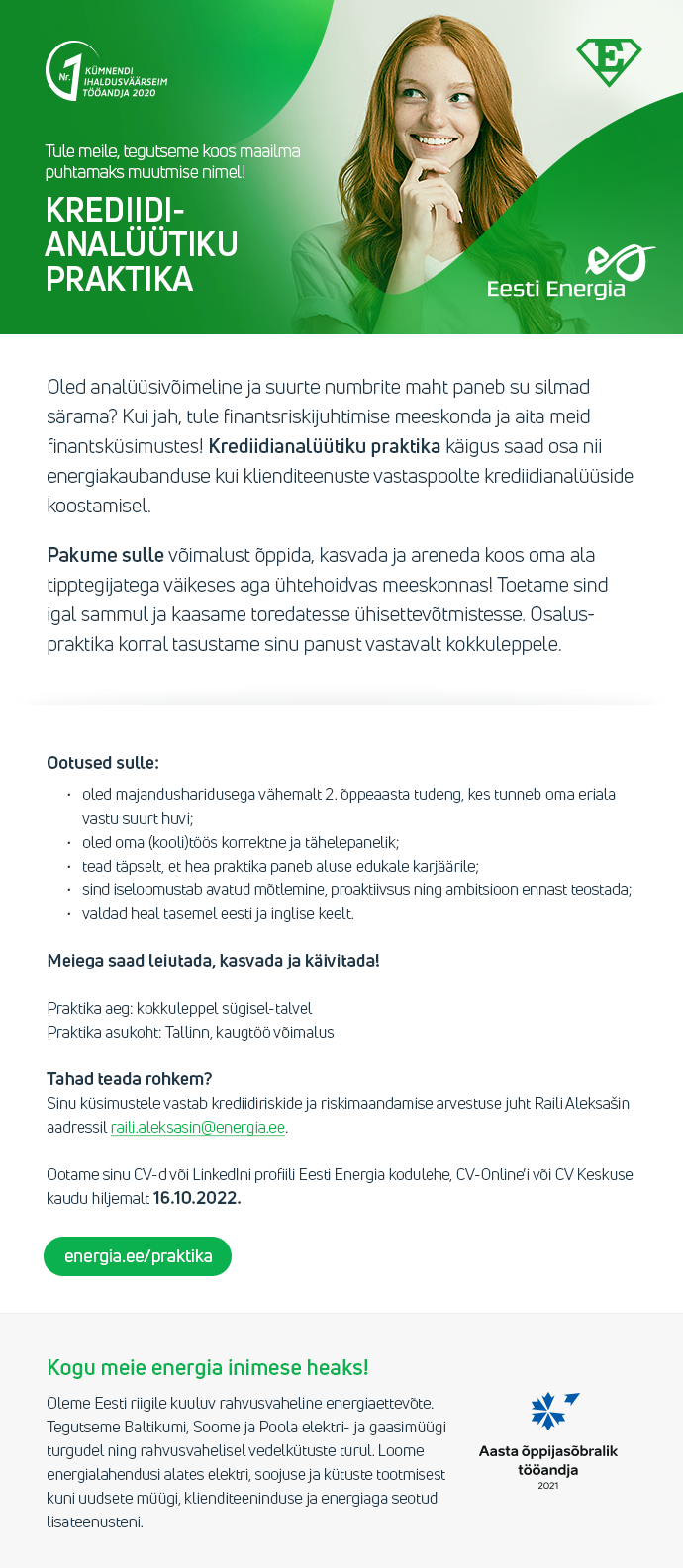 Eesti Energia AS KREDIIDIANALÜÜTIKU PRAKTIKA