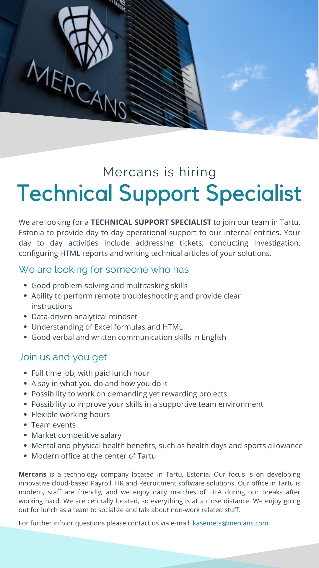 Mercans OÜ Technical Support Specialist