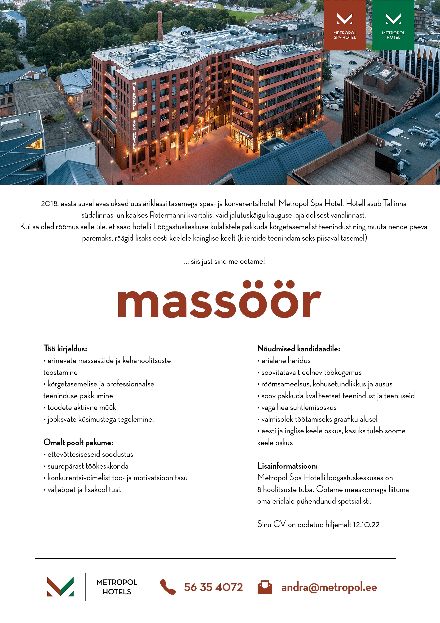 Metropol Spa Hotell / Haveli Invest OÜ Massöör