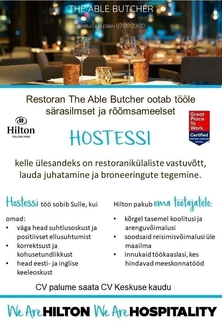 Hilton Tallinn Park Restorani Administraator