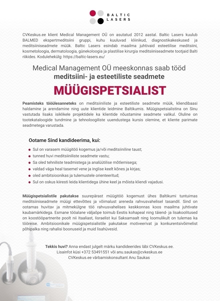 Medical Management OÜ  MÜÜGISPETSIALIST