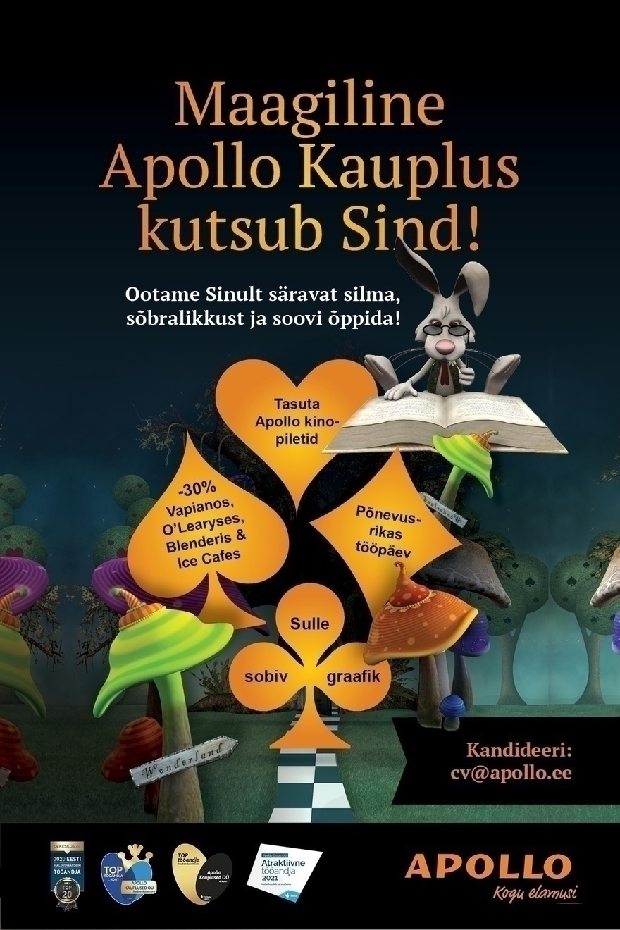 Apollo Kauplused OÜ Lasnamäe APOLLO kauplus otsib klienditeenindajat!