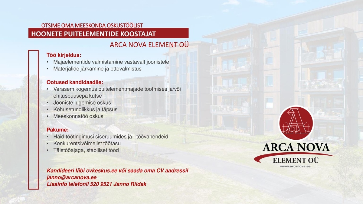 Arca Nova Element OÜ puusepp