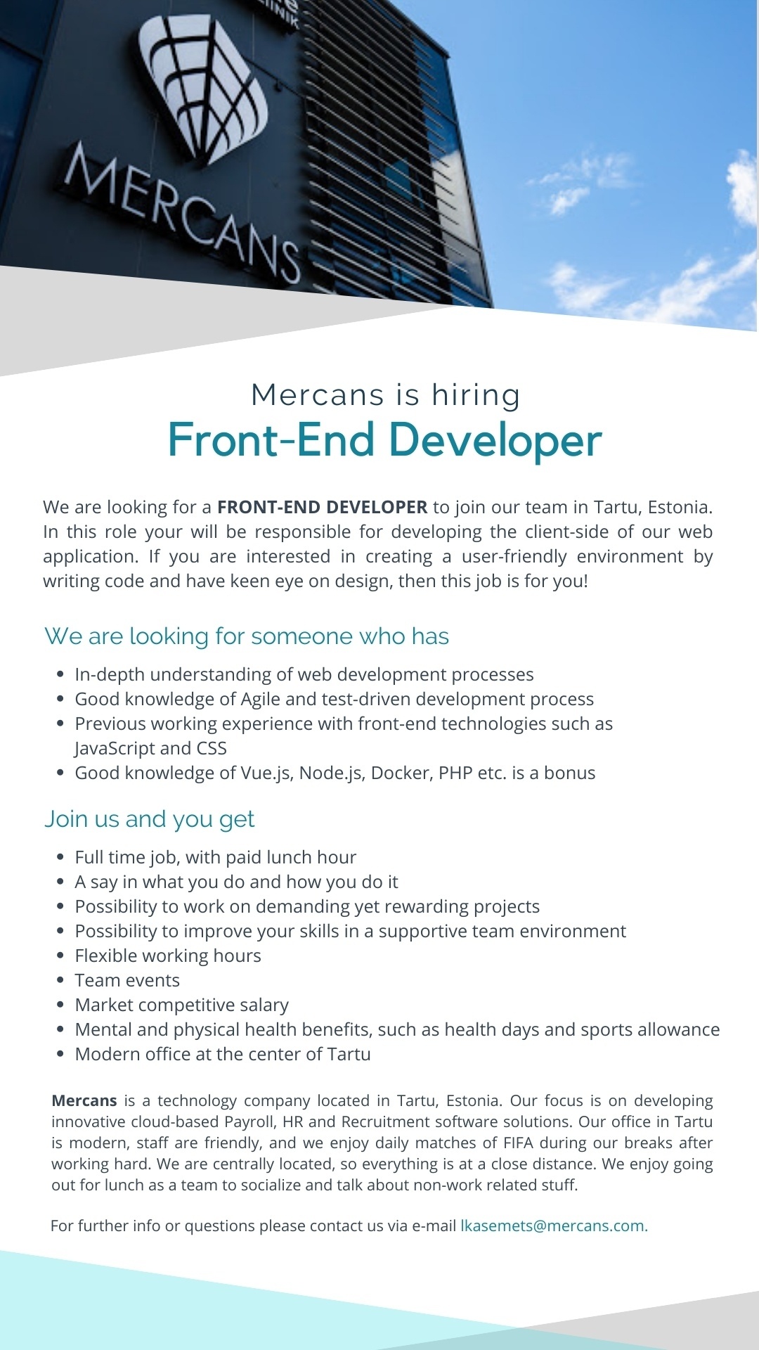 Mercans OÜ Front-end developer