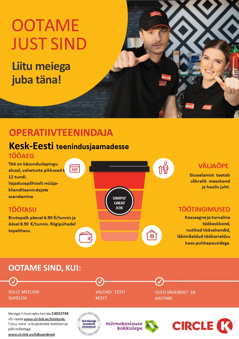 Circle K Eesti AS Operatiivteenindaja Kesk-Eesti teenindusjaamadesse