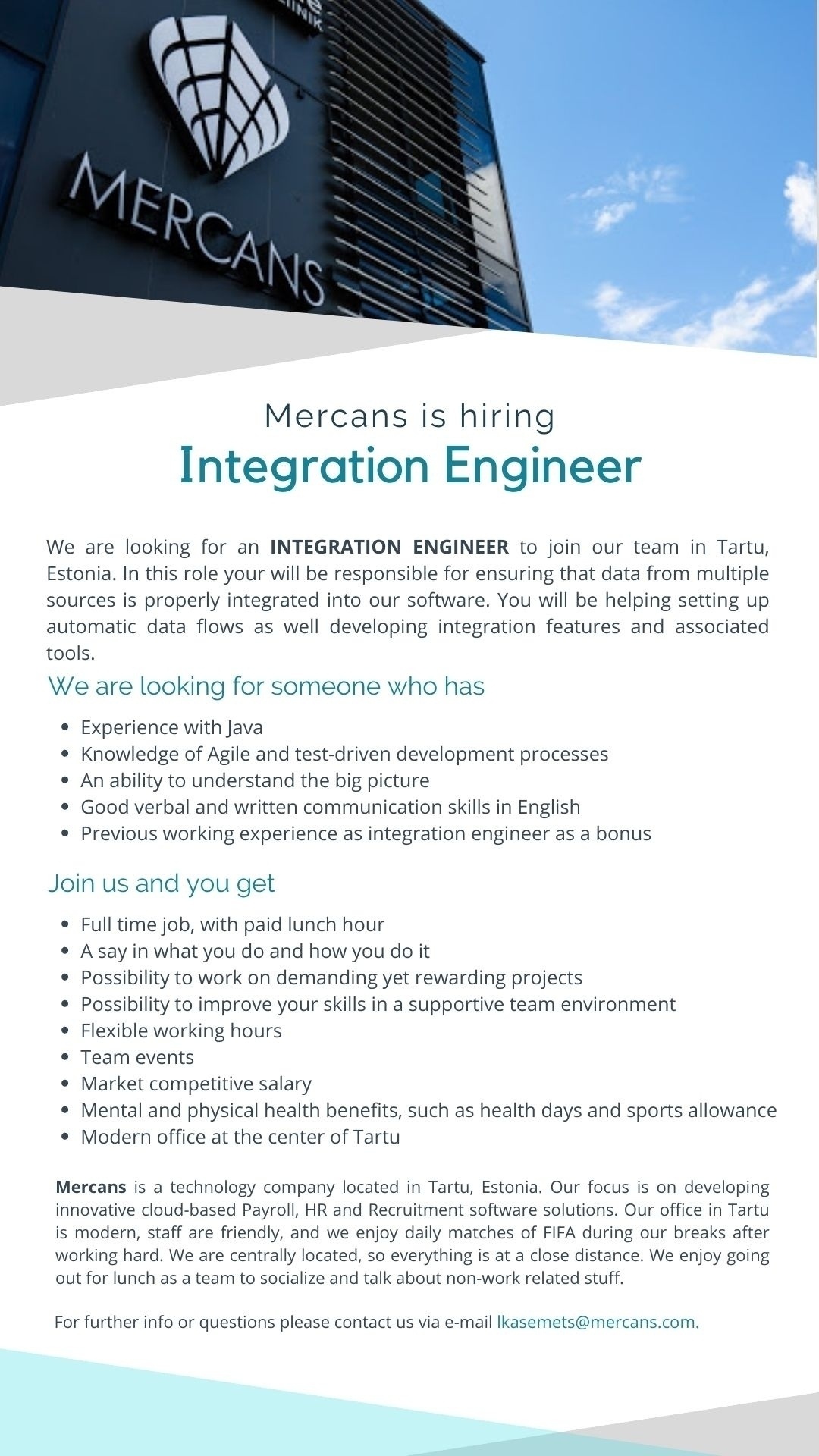 Mercans OÜ Integration Engineer