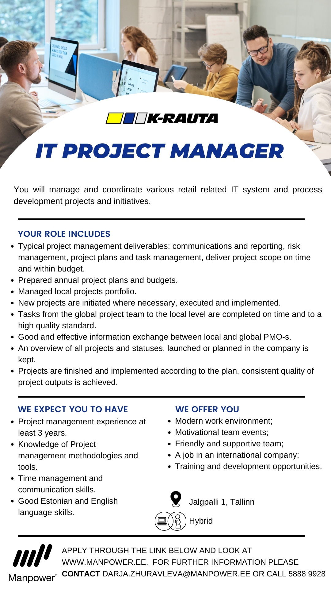Manpower OÜ IT PROJECT MANAGER