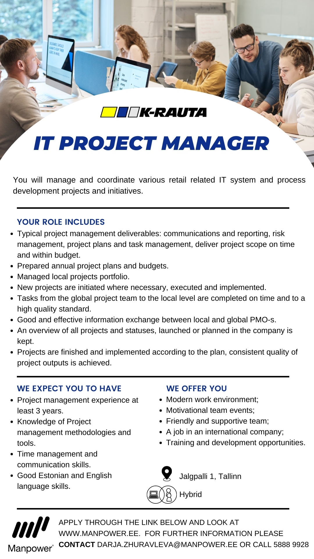 CV Keskus tööpakkumine IT PROJECT MANAGER, 2022-09-26