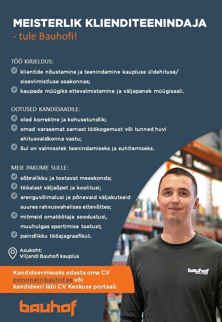 Bauhof Group AS Viljandi kaupluse klienditeenindaja
