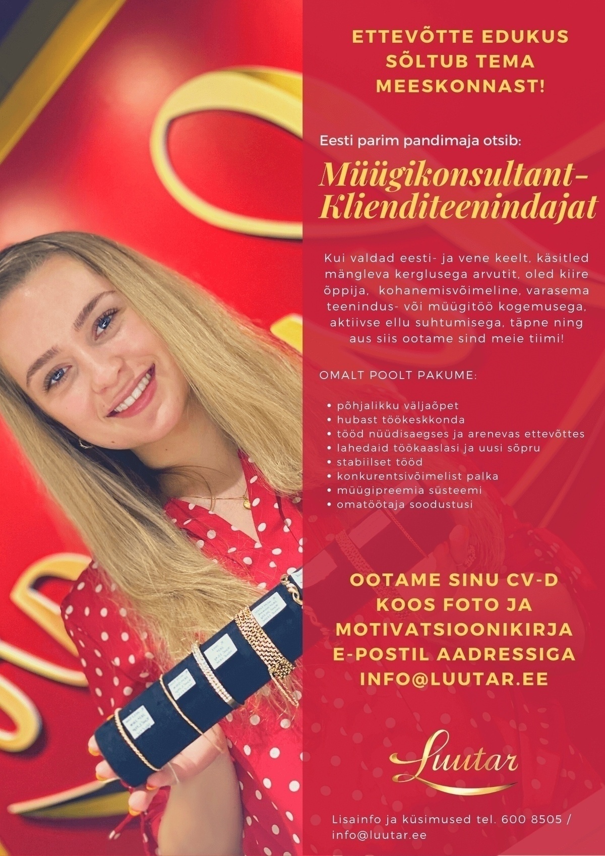 Luutar OÜ Haapsalu esindusse klienditeenindaja - müügikonsultant