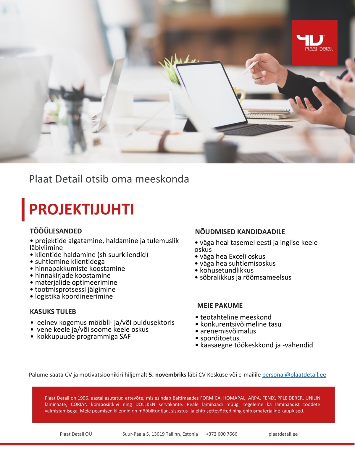 Plaat Detail OÜ Projektijuht
