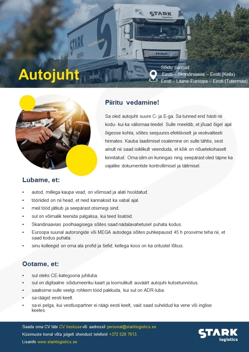 STARK LOGISTICS AS CE - kategooria autojuht