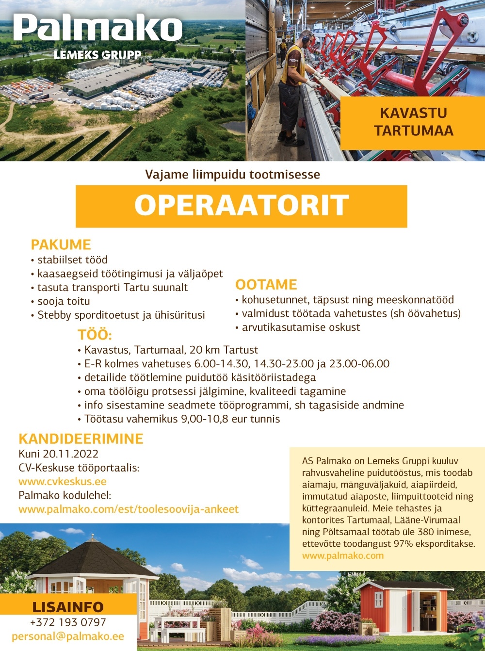 Palmako AS Operaator (Kavastu tehas)