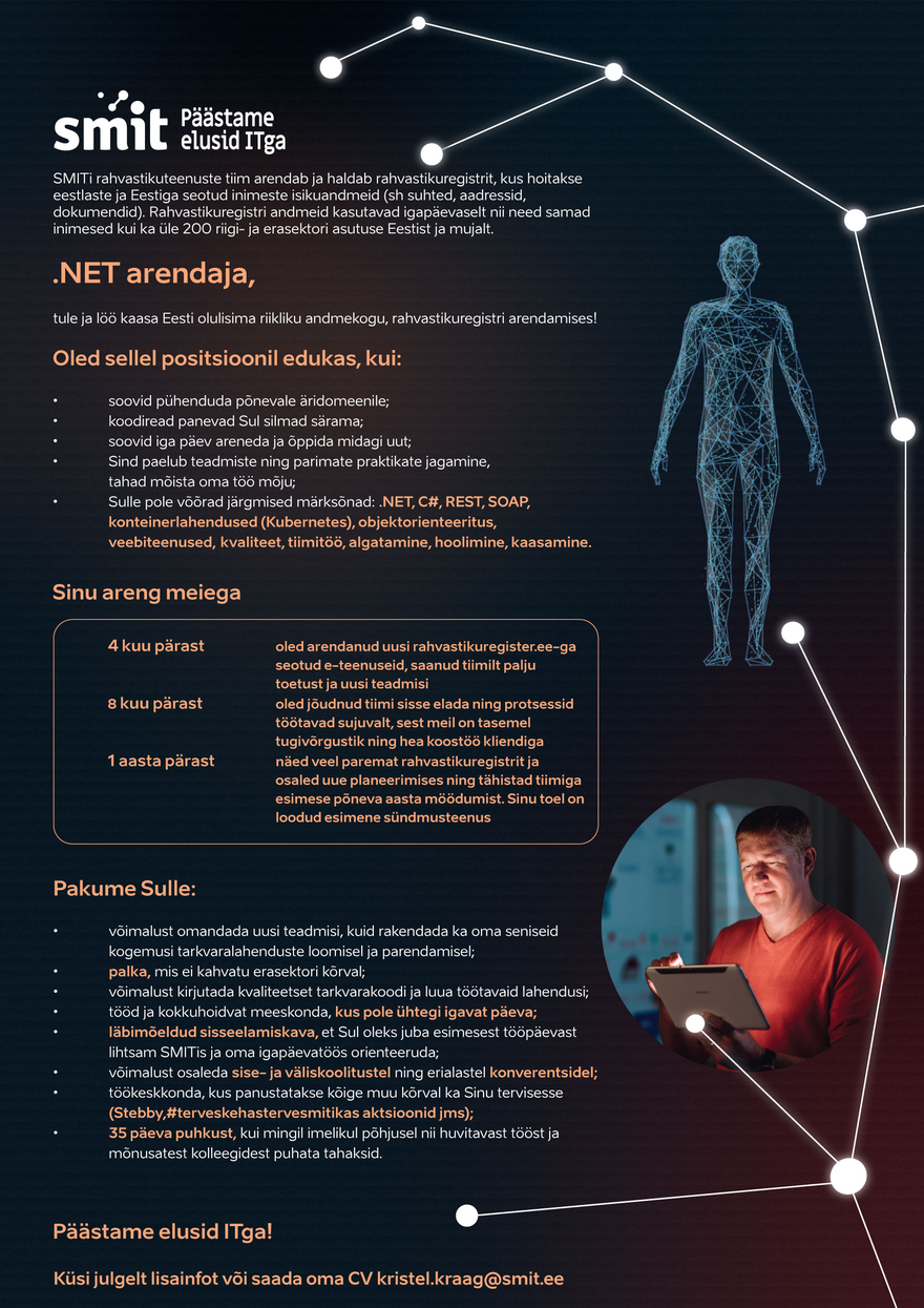 Siseministeeriumi infotehnoloogia- ja arenduskeskus .NET arendaja (rahvastikuteenuste tiim)