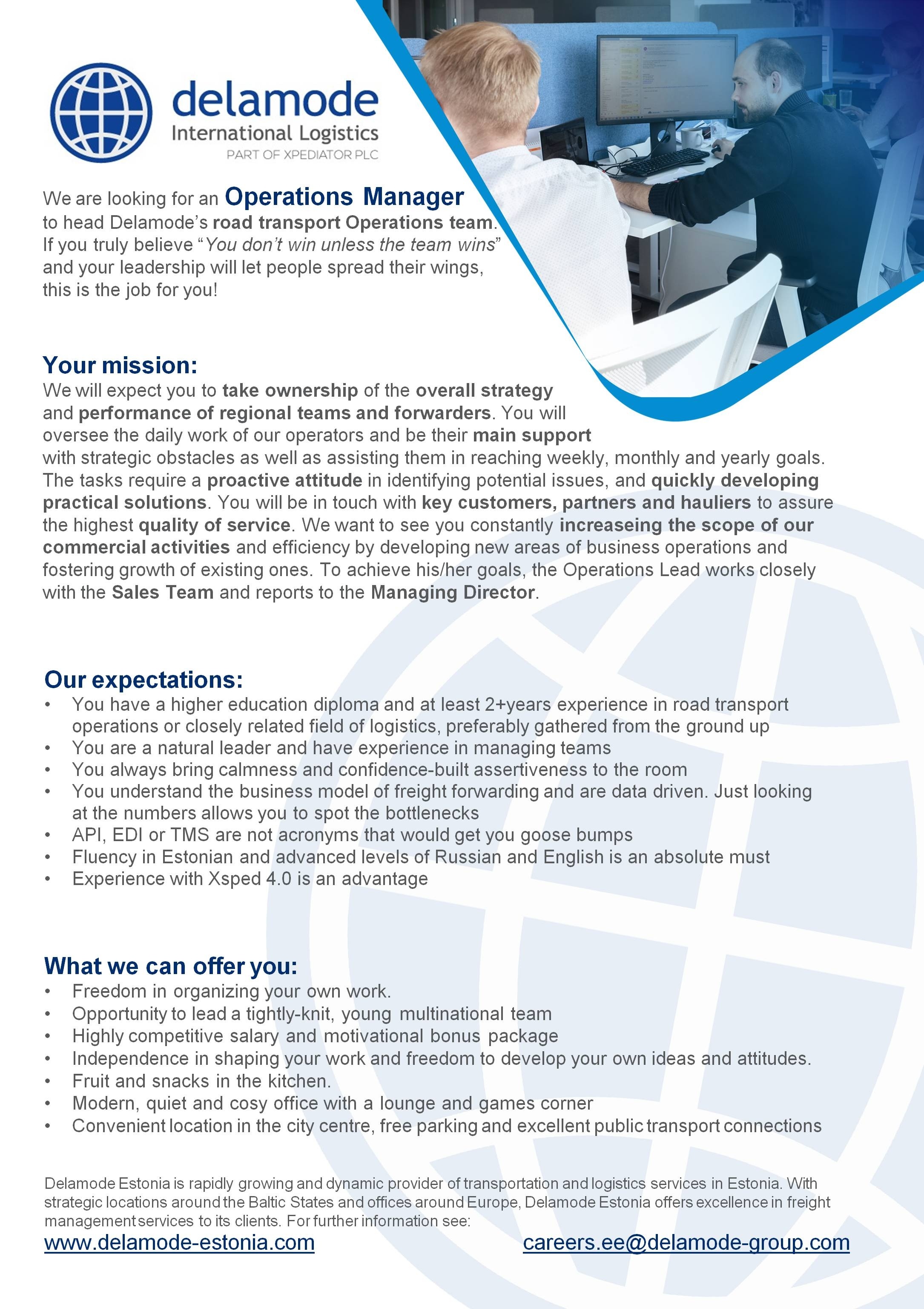 CV Keskus tööpakkumine Operations Manager, 2022-10-27