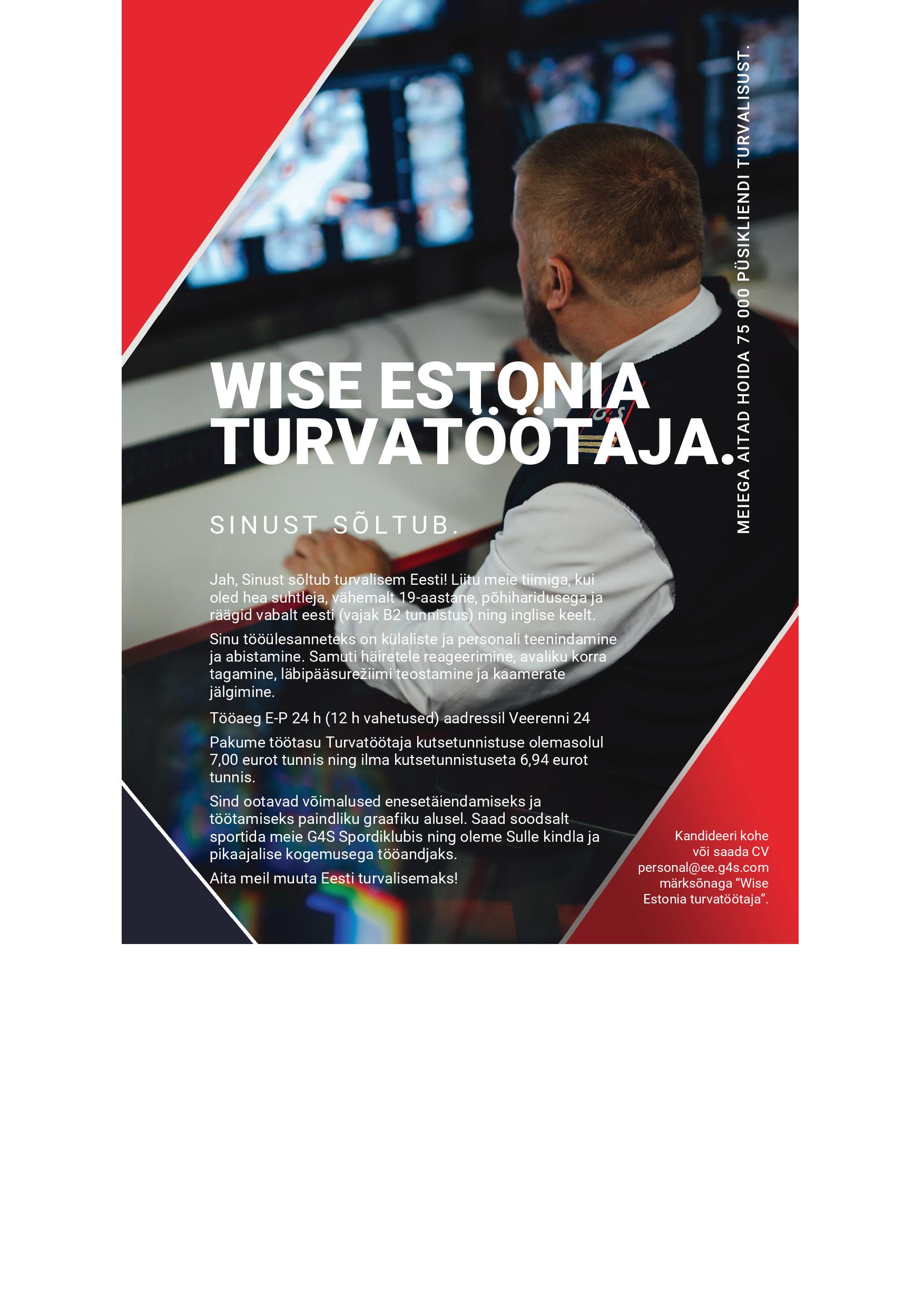 AS G4S Eesti WISE Estonia turvatöötaja