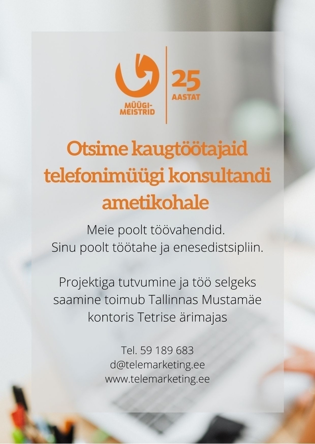 Müügimeistrite AS Telefonimüügi konsultant - Kaugtöö kodukontorist