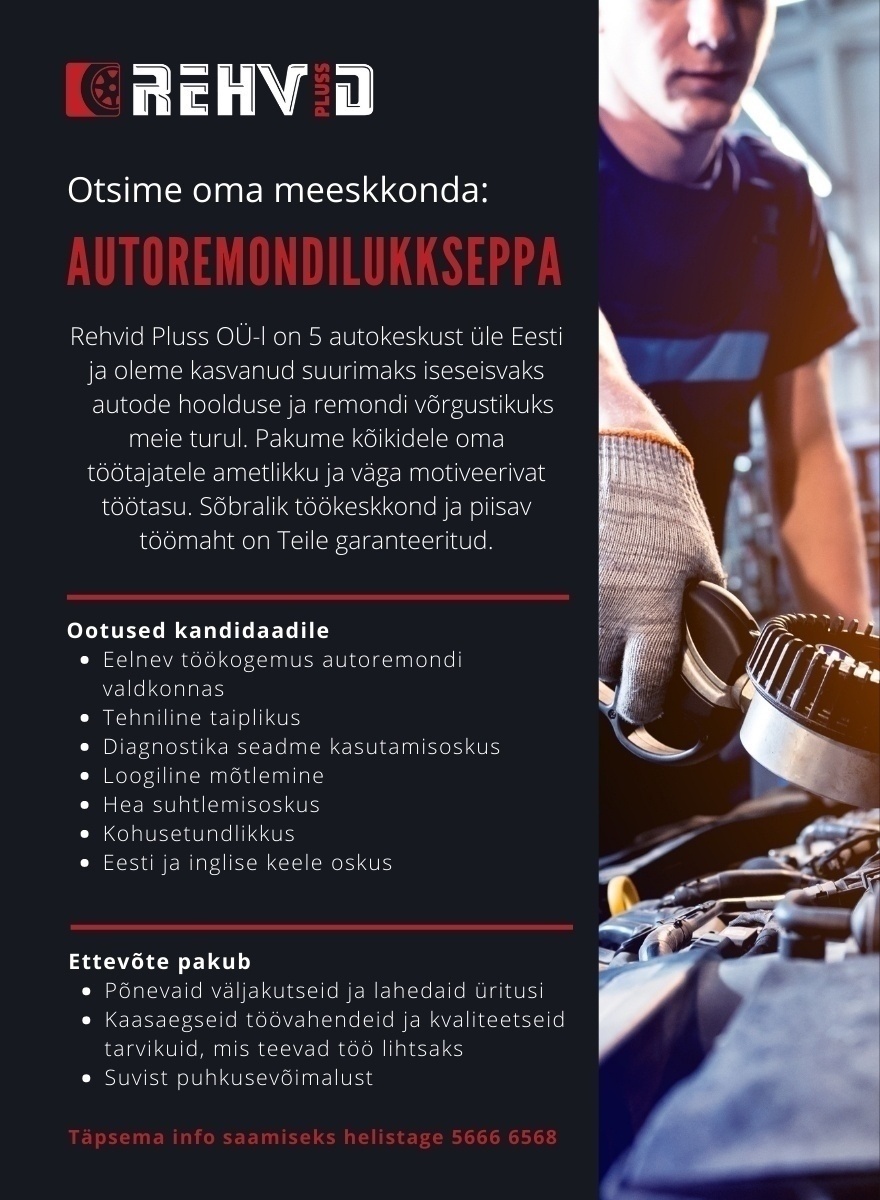 REHVID PLUSS OÜ Autoremondilukksepp