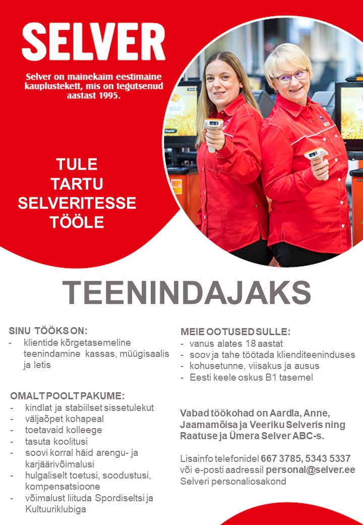 Selver Teenindaja Tartu Selverites