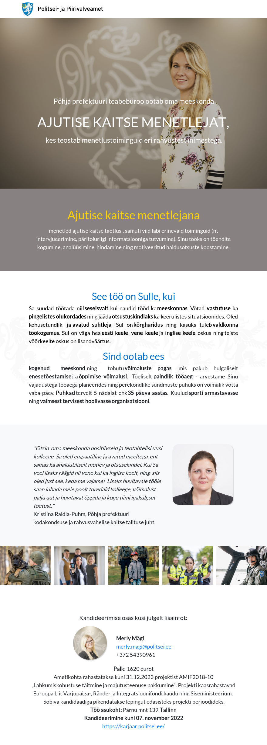 Politsei- ja Piirivalveamet Ajutise kaitse menetleja