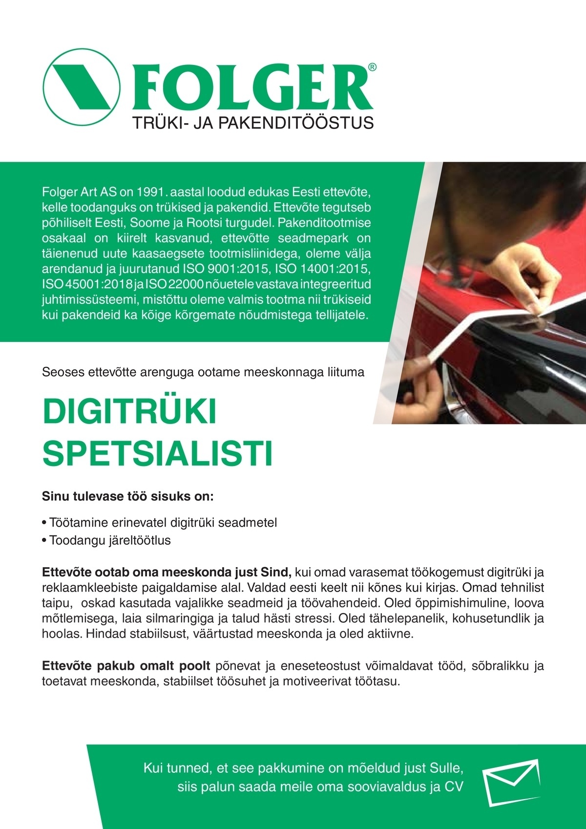 Folger Art AS Digitrüki spetsialist