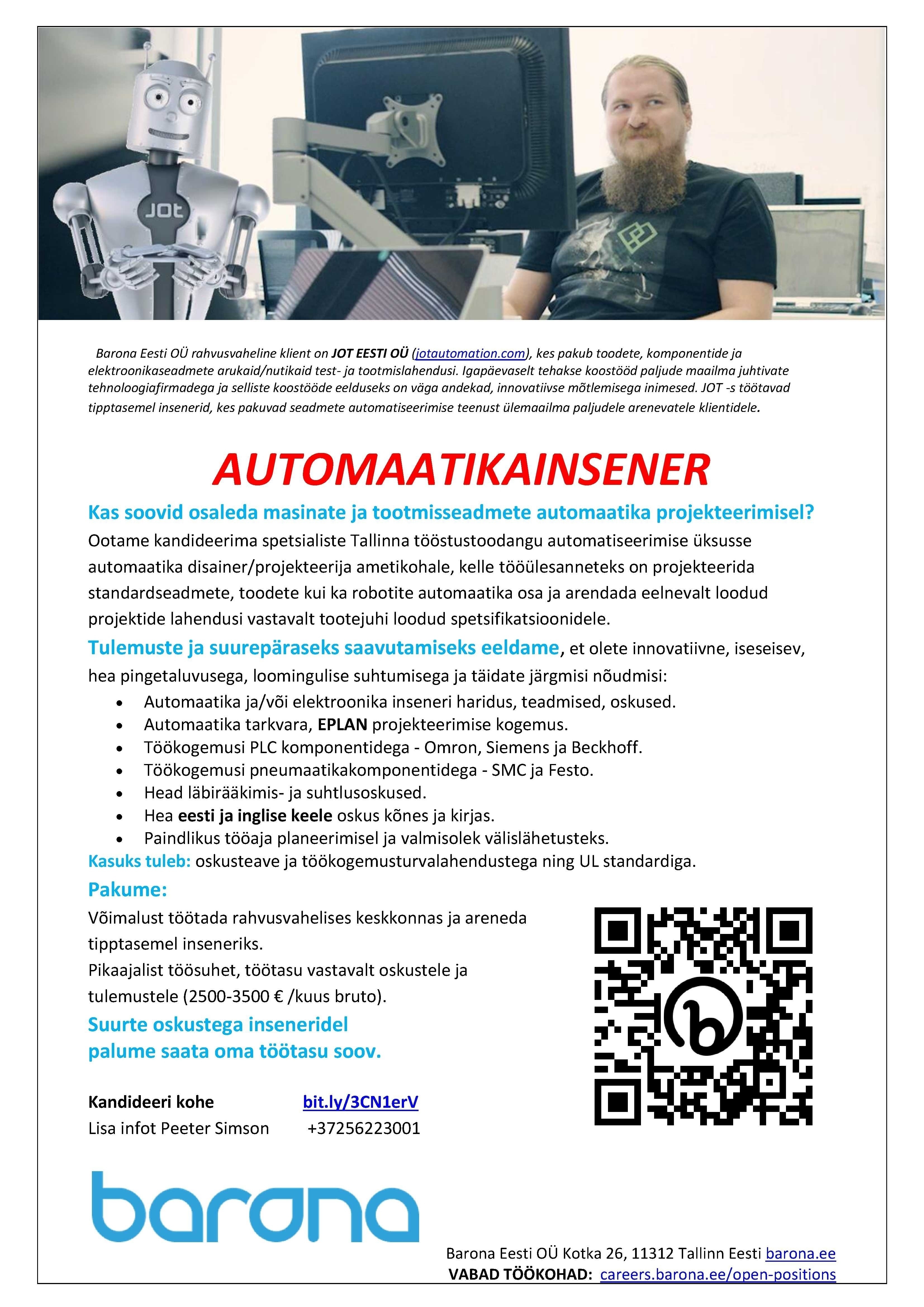 CVKeskus.ee klient AUTOMAATIKAINSENER/tööstusseadmete automaatika projekteerija