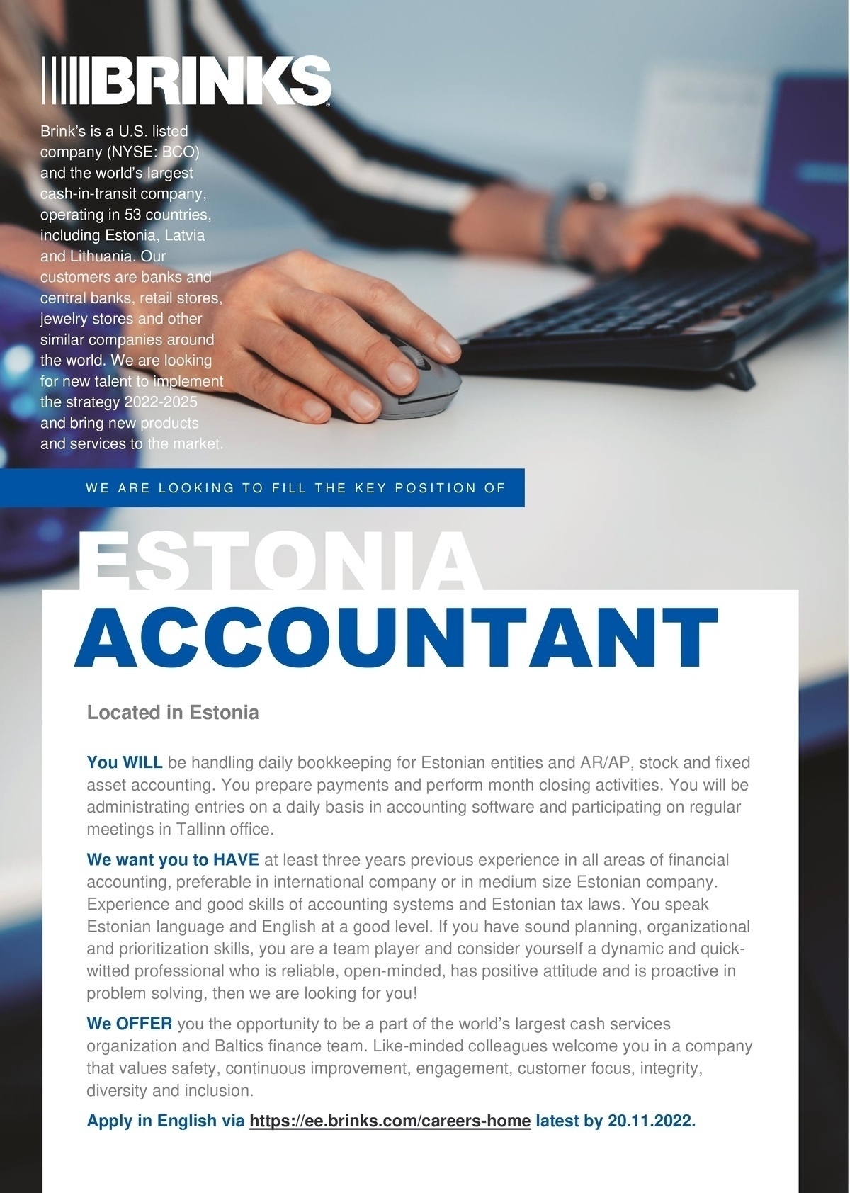 Brink's Estonia OÜ Accountant (Raamatupidaja)