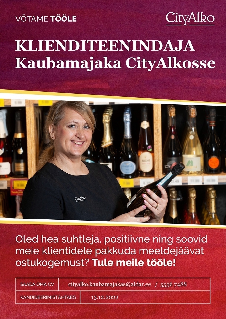 Aldar Eesti OÜ Klienditeenindaja Kaubamajaka CityAlkosse