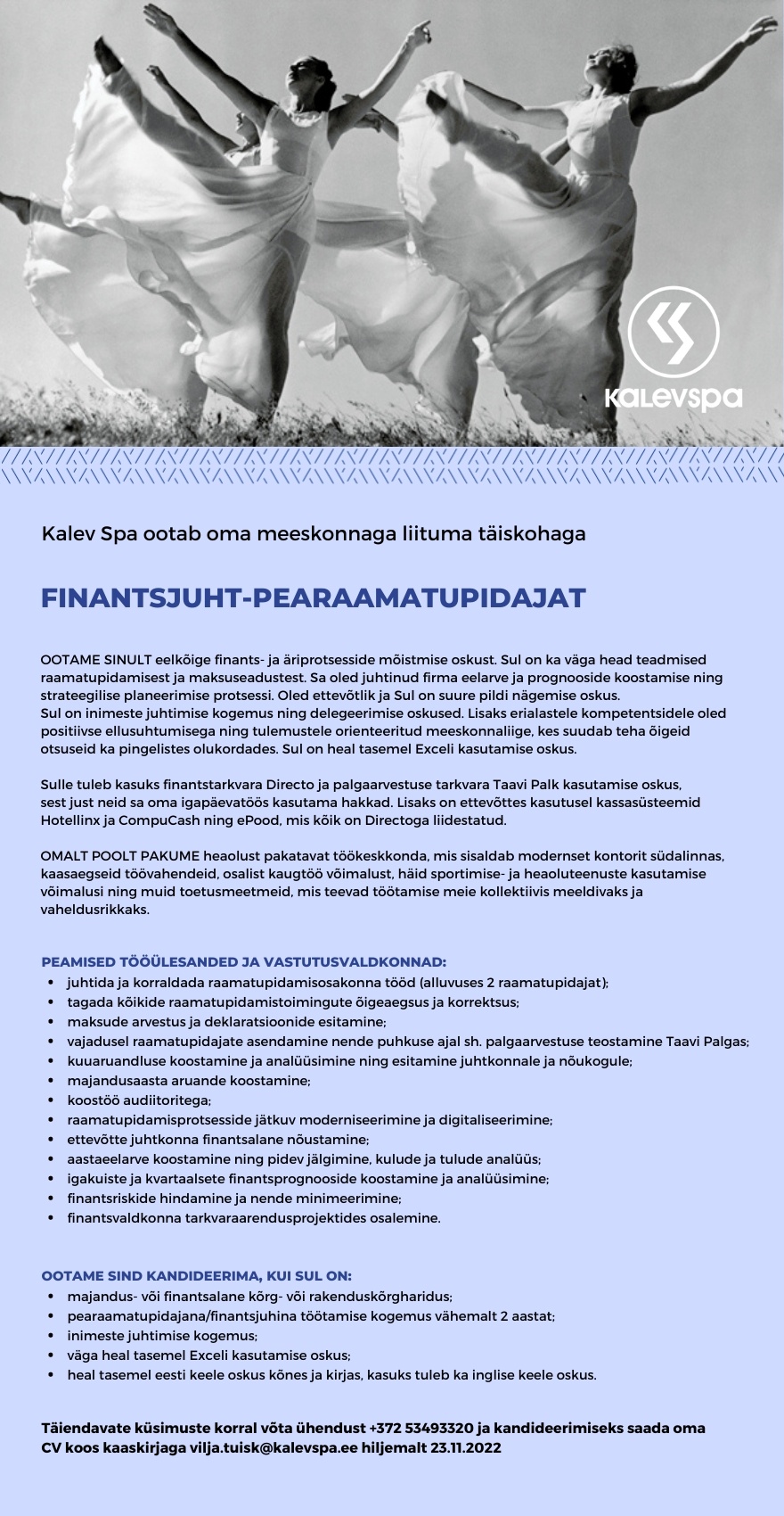 Kalevi Veekeskus OÜ Finantsjuht-Pearaamatupidaja