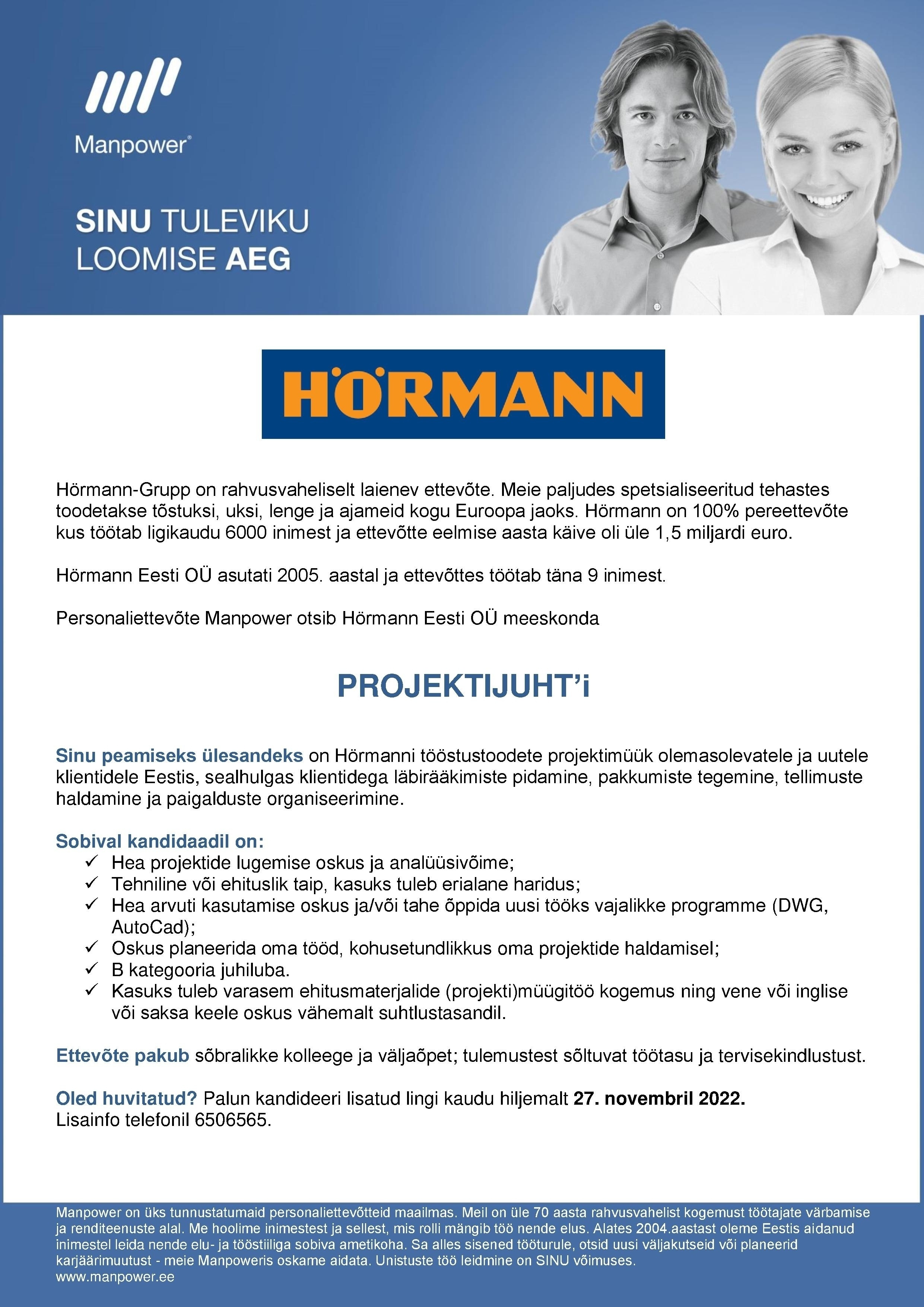 Manpower OÜ Projektijuht