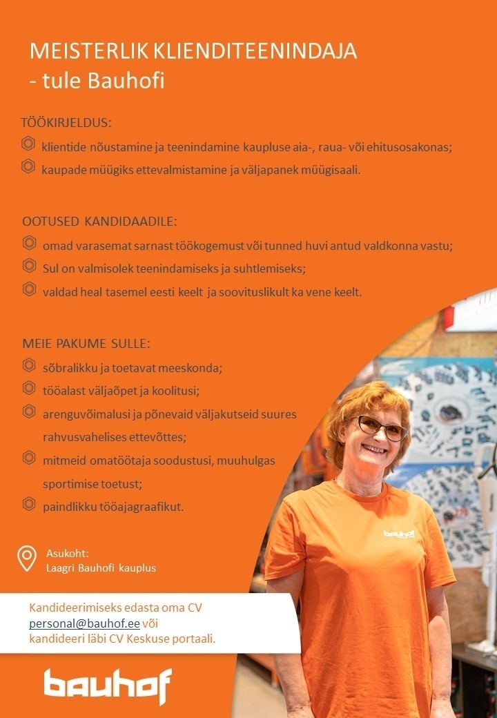 Bauhof Group AS Laagri Bauhofi klienditeenindaja