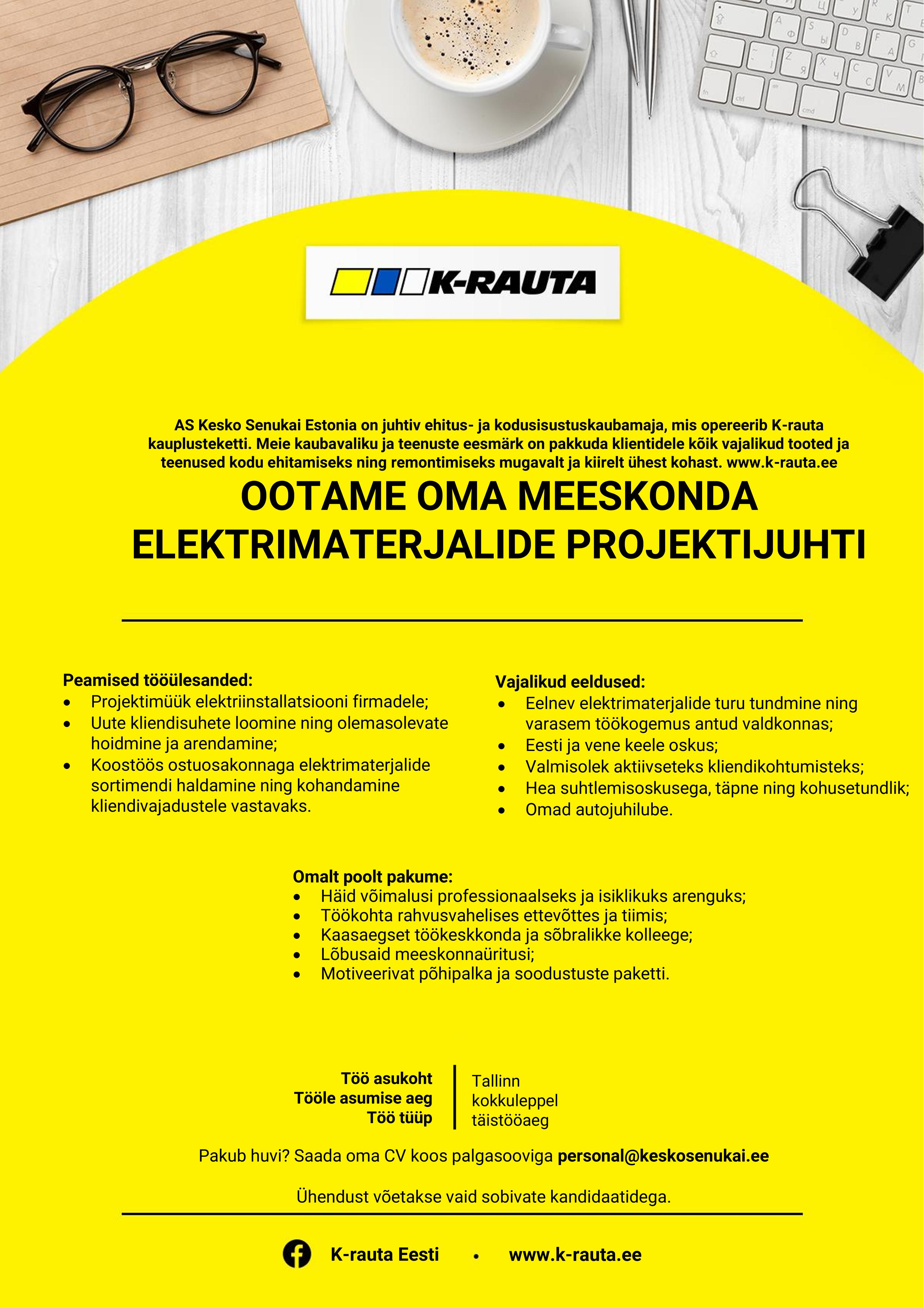 Kesko Senukai Estonia AS Elektrimaterjalide projektijuht