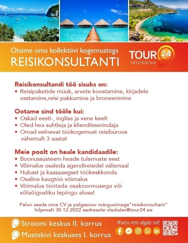 Tour24 Reisibüroo OÜ Reisikonsultant