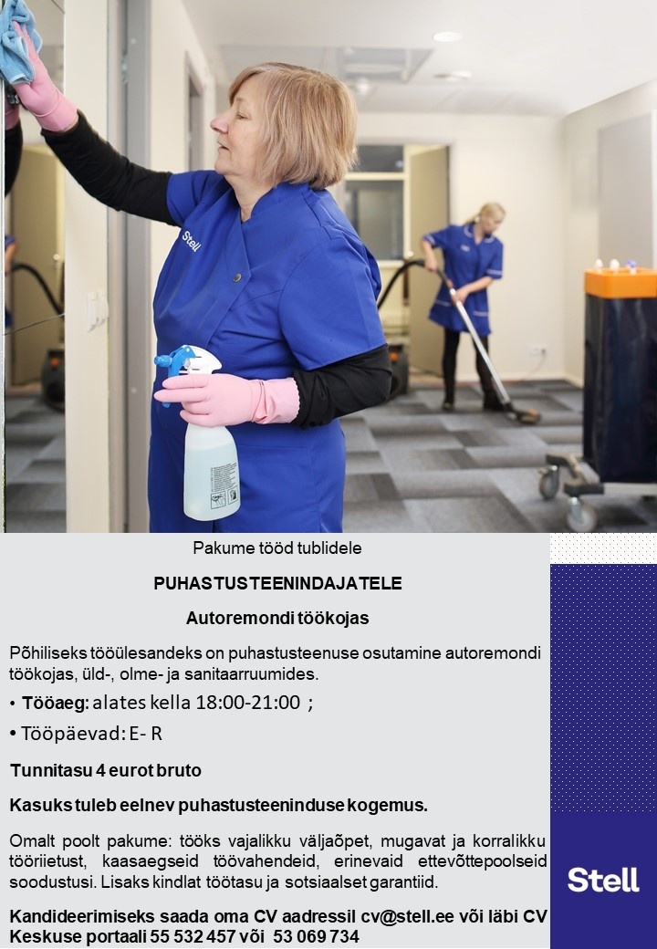 Stell Eesti AS Puhastusteenindaja Pärnu autoremondi töökojas