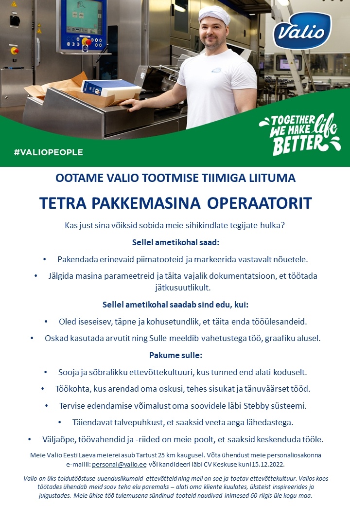 CVKeskus.ee klient Tetra pakkemasina operaator