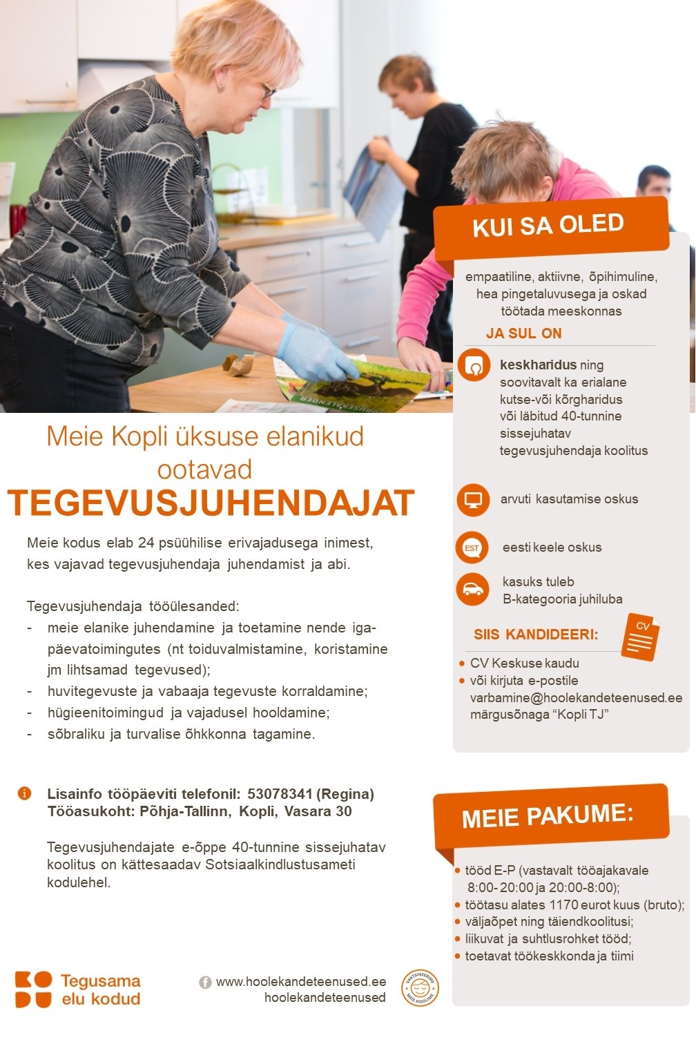 HOOLEKANDETEENUSED AS TEGEVUSJUHENDAJA Tallinn Kopli üksuses