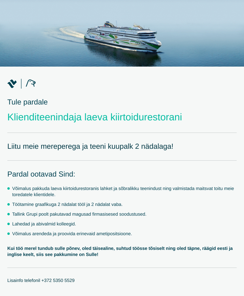 Tallink Grupp AS Burger King'i klienditeenindaja laevale