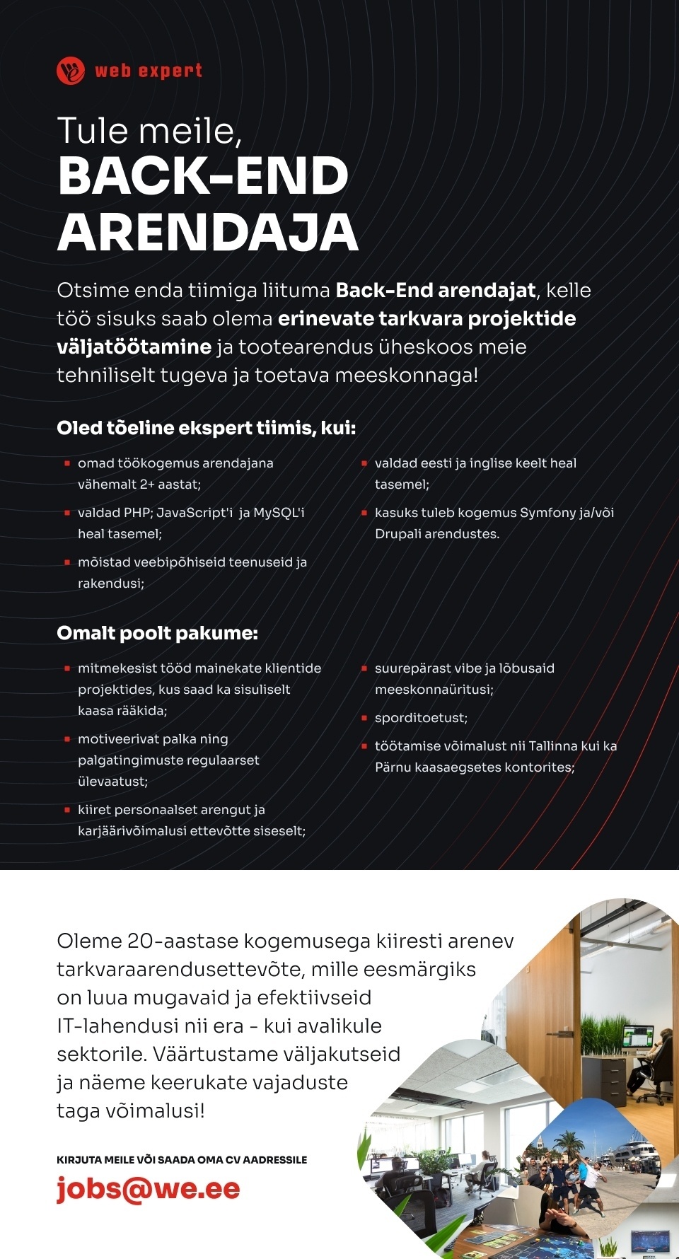 WEB Expert OÜ BACK-END ARENDAJA (PHP)