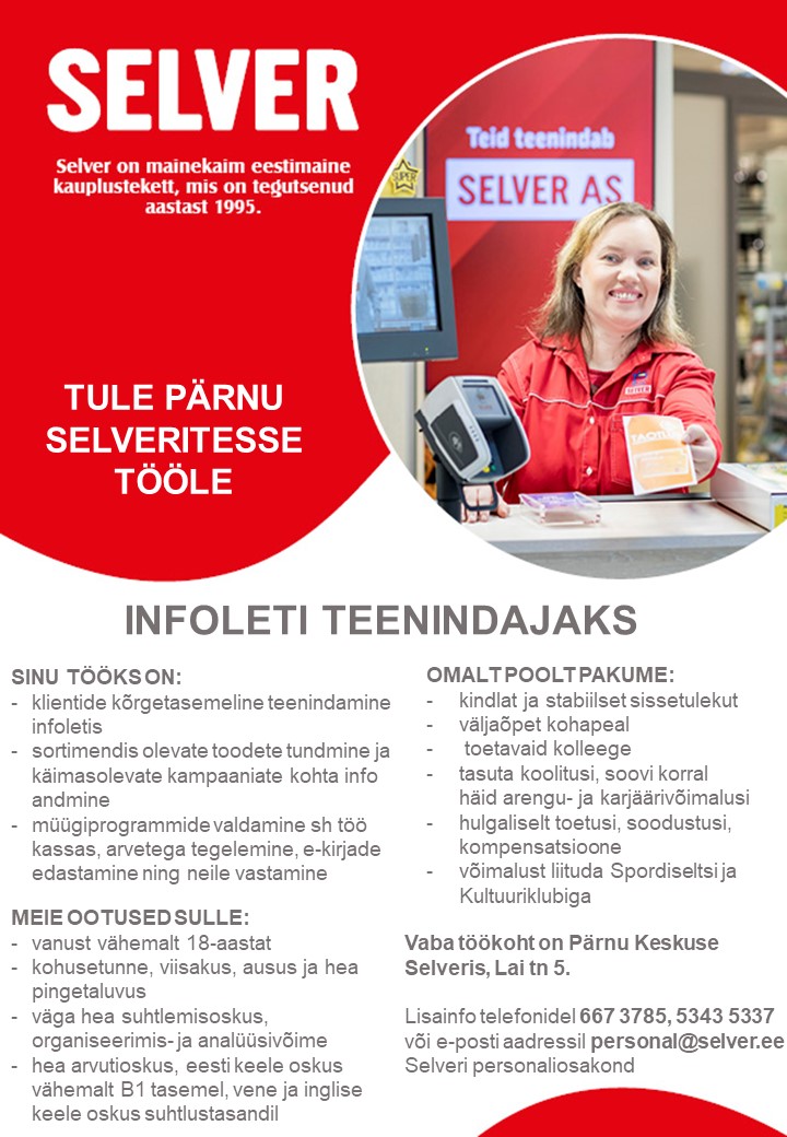 CVKeskus.ee klient Infoteenindaja Pärnu Selverites